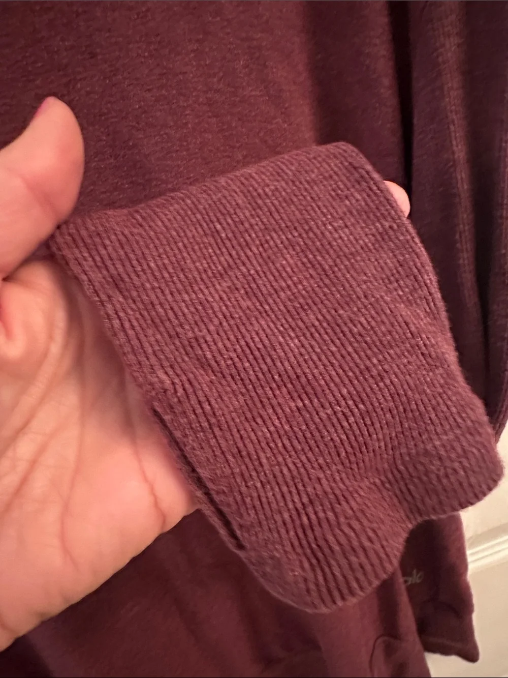 ALO Yoga Textured Long Sleeve Crew Pullover Open Back Detail - Wine- Best for L